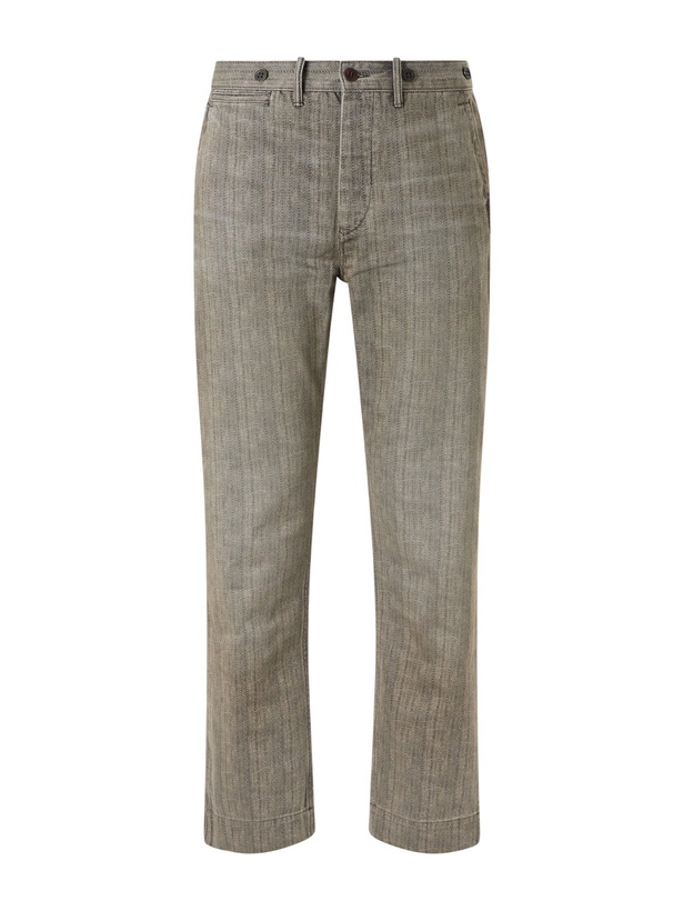 Photo: RRL - Stanton Straight-Leg Striped Cotton-Twill Trousers - Gray