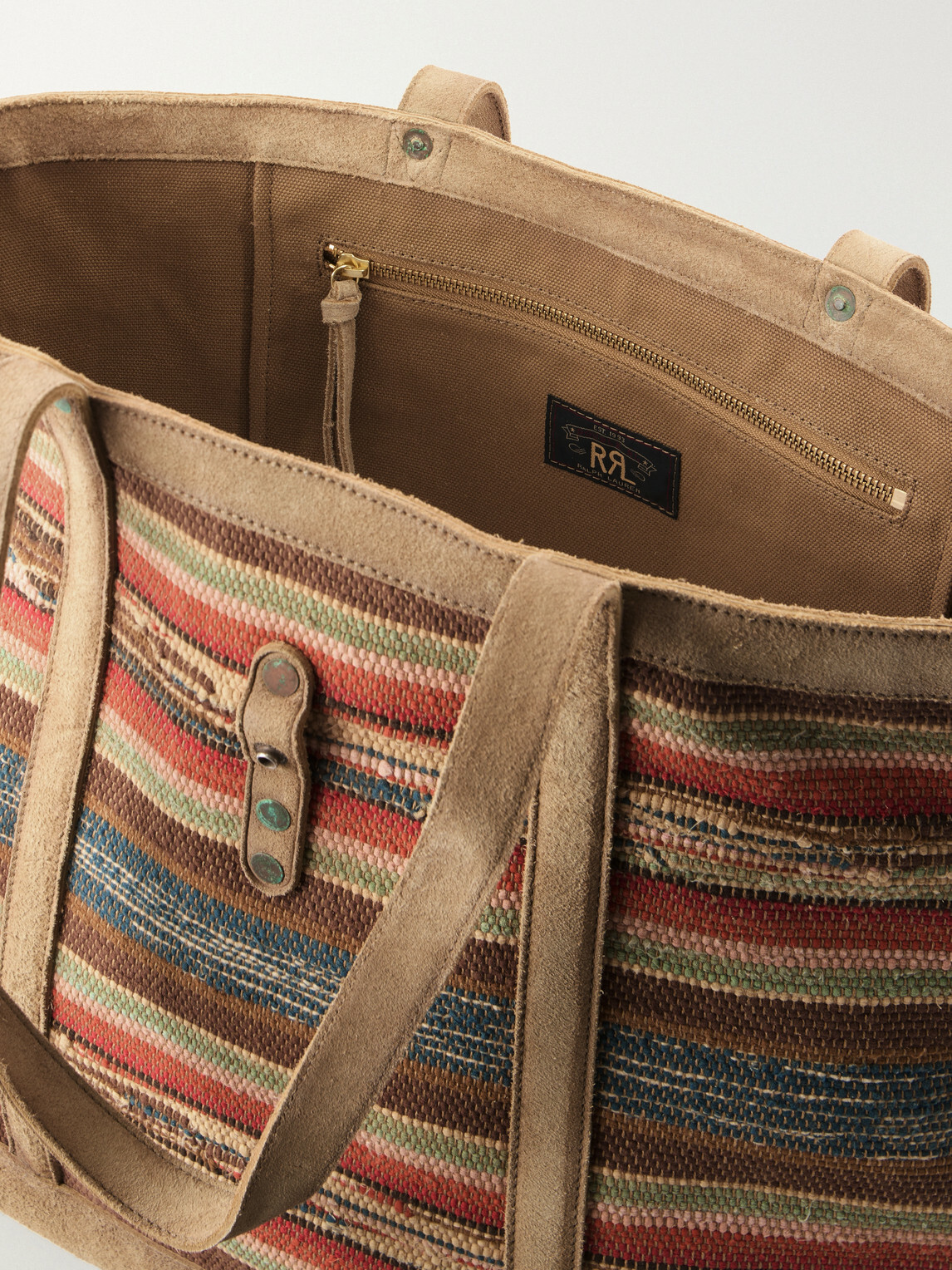 RRL - Murphy Medium Suede-Trimmed Woven Cotton Tote Bag