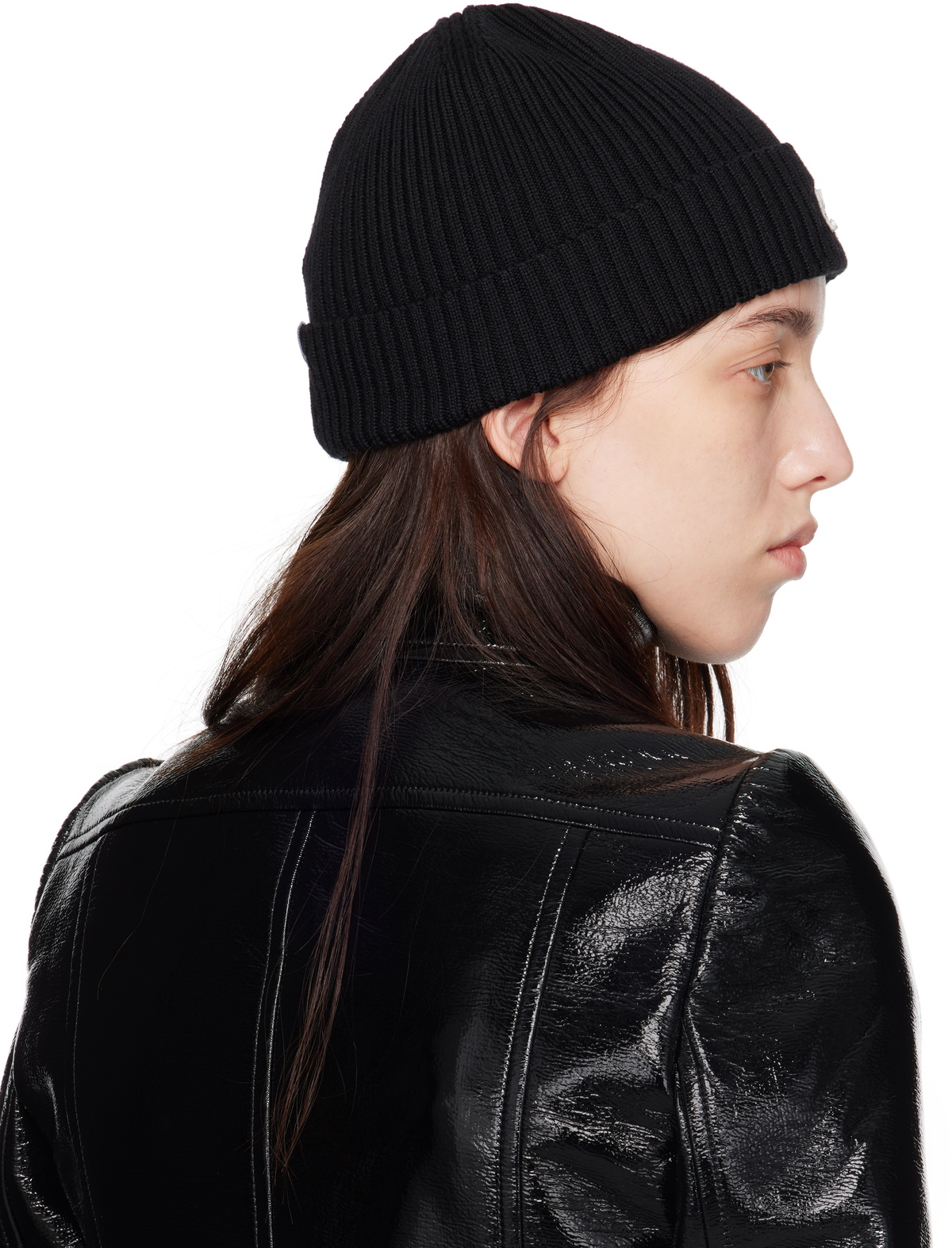 Courrèges Black Ribbed Wool Beanie Courreges