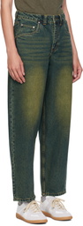 Dime Blue & Green Baggy Jeans