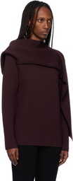 Courrèges Burgundy Scarf Oversized Wool Sweater