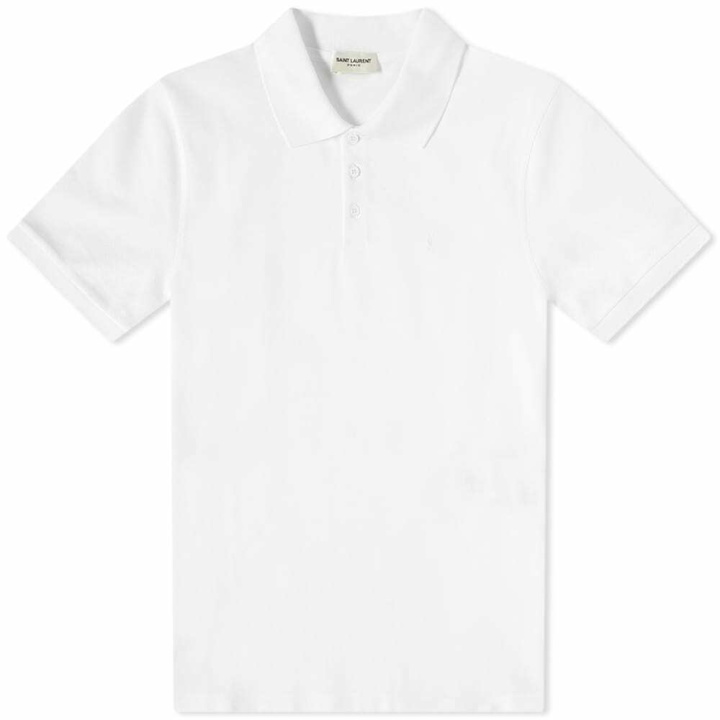Photo: Saint Laurent Men's Classic YSL Polo Shirt in White