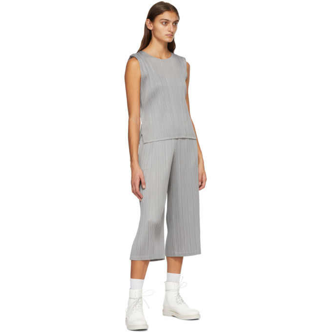 Pleats Please Issey Miyake Grey June Tank Top Pleats Please