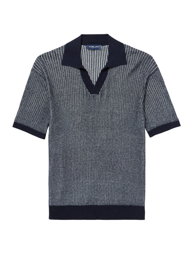 Photo: Frescobol Carioca - Rino Ribbed-Knit Cotton-Blend Polo Shirt - Blue