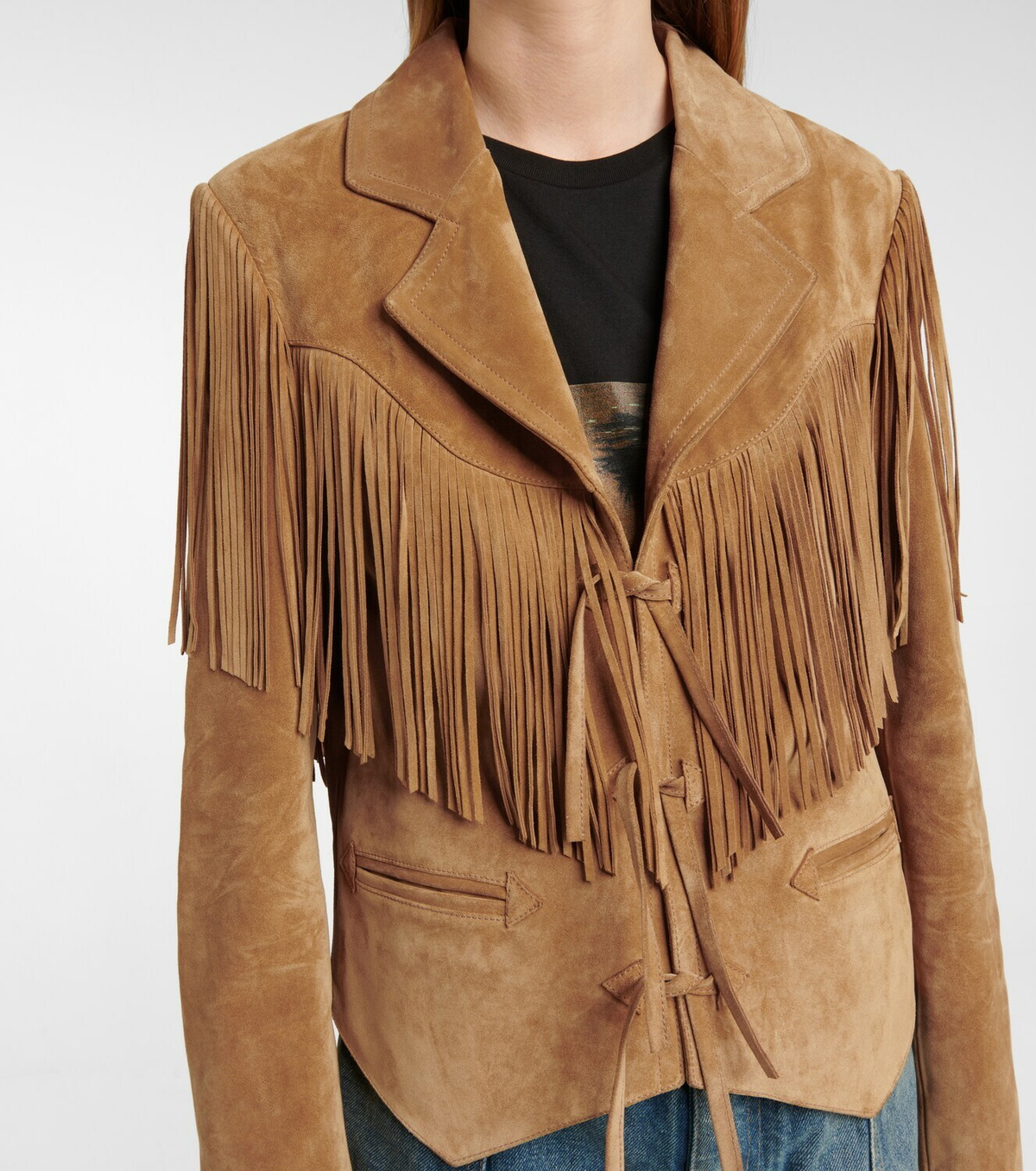ジャケット Saint Laurent FW20 JACKET WITH FRINGES (630896_Y3B529664) Rita Ora and Frances Bean Cobain in the Saint Laurent