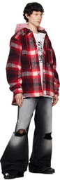 COÛT DE LA LIBERTÉ Red Tommy Plaid Fleece Oversized Jacket