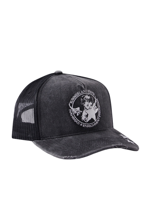 Photo: NAHMIAS - Youth Enrichment Embroidered Distressed Cotton and Mesh Trucker Cap