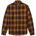 Gitman Vintage Men's Button Down Shaggy Flannel Check Shirt in Brown Melange