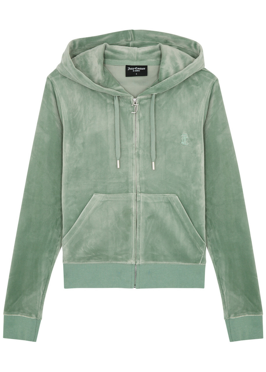 Juicy Couture Robertson Hooded Velour Sweatshirt Green