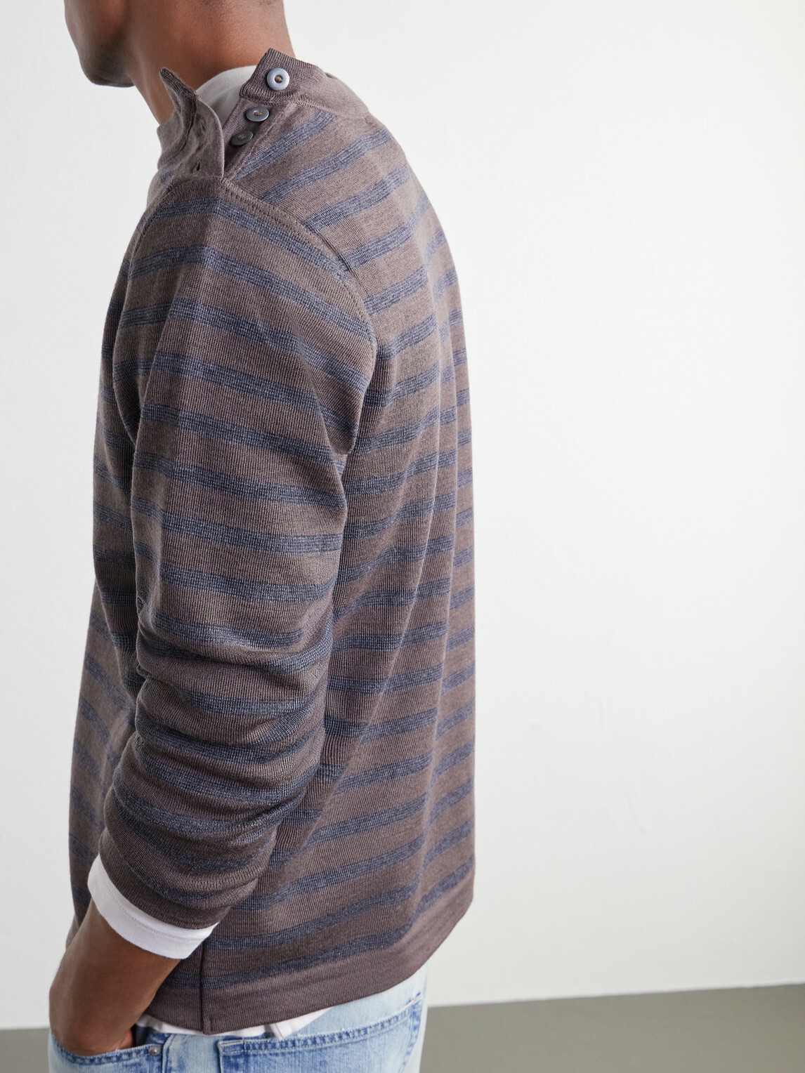 S.N.S. Herning - Naval Striped Virgin Wool Sweater - Brown