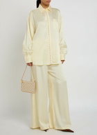 Stella Mccartney Faux Pearl-embellished Satin Shirt Cream
