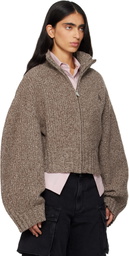 The Attico Brown Wool Cashmere Cardigan