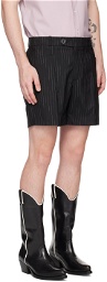 Ernest W. Baker Black Pinstripe Shorts