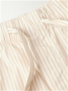 TEKLA - Birkenstock Straight-Leg Pleated Striped Organic Cotton-Poplin Pyjama Shorts - Neutrals