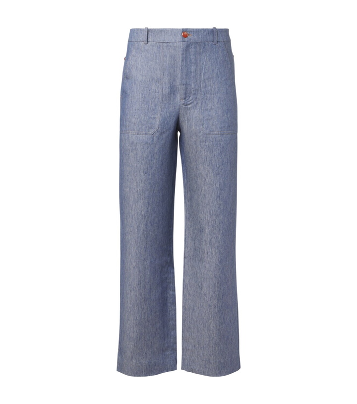 Photo: God's True Cashmere Linen denim straight pants with carnelian