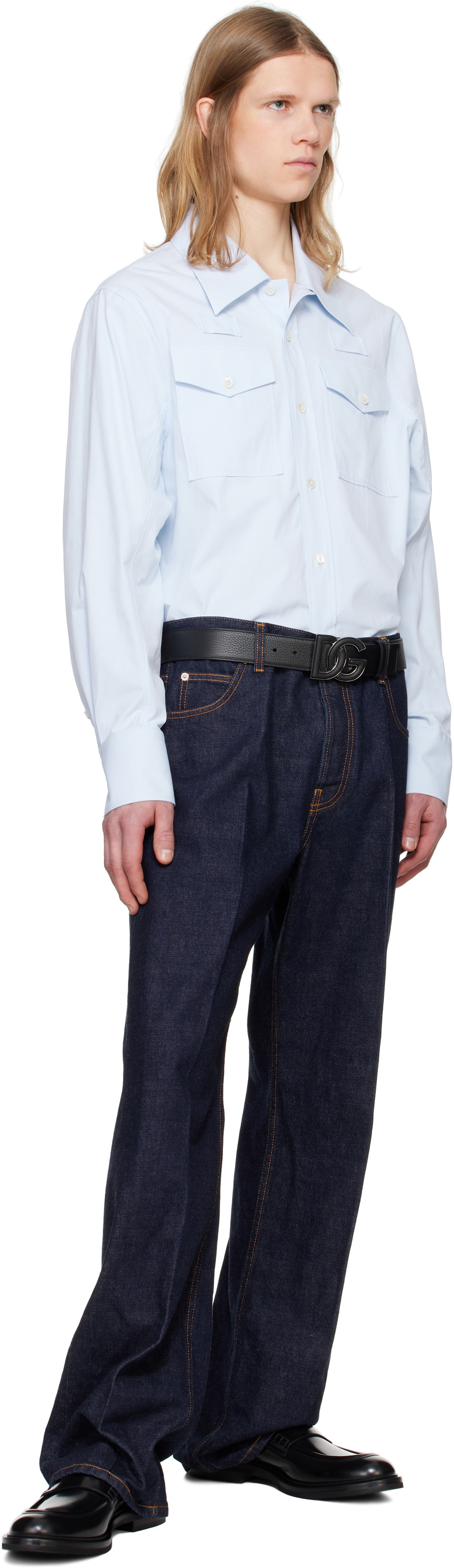 Dolce&Gabbana Black Deerskin-Print Calfskin Belt
