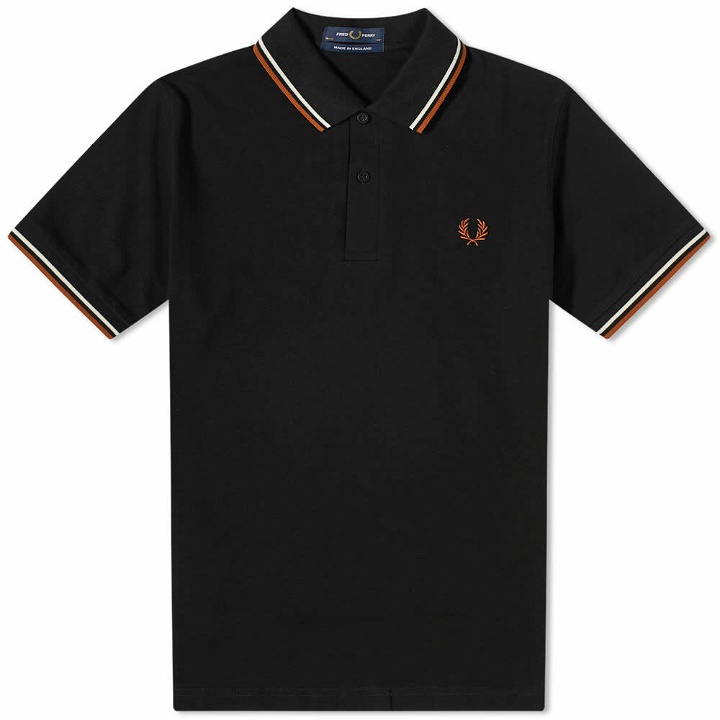 Photo: Fred Perry Authentic Men's Twin Tipped Polo Shirt in Black/Ecru/Nut