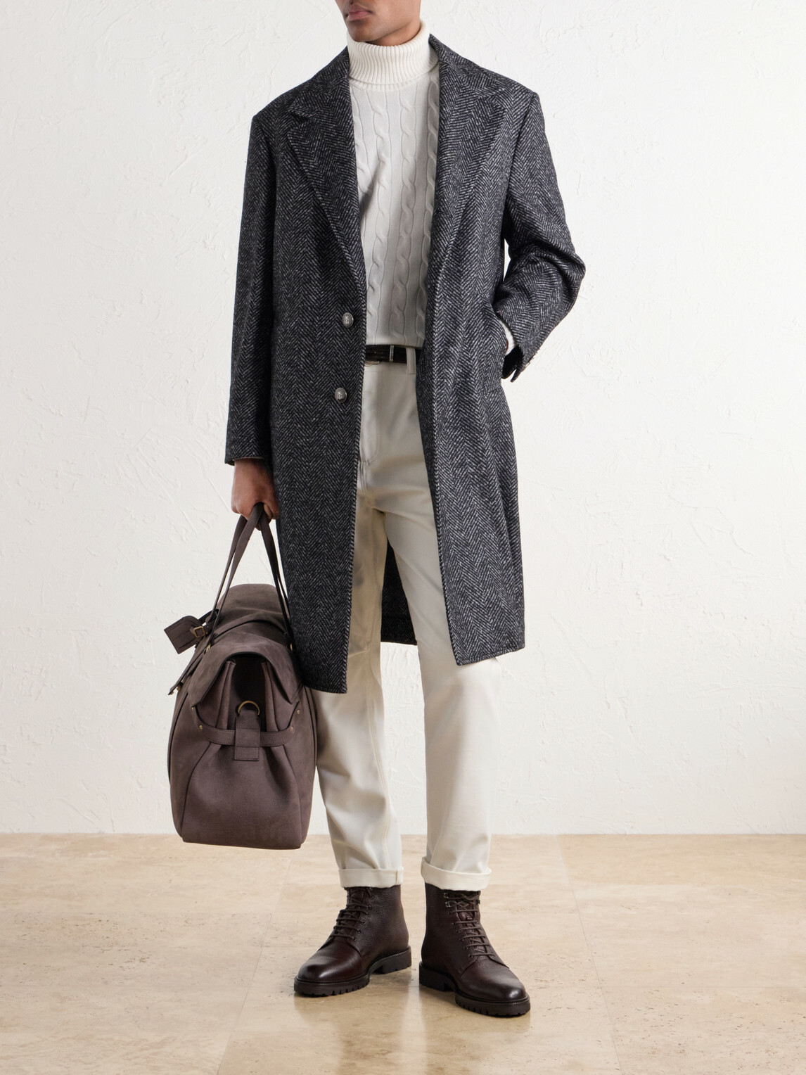 Brunello Cucinelli - Herringbone Twill Coat - Gray