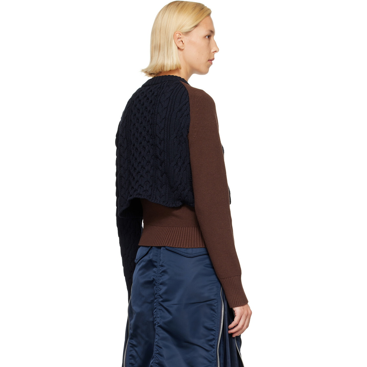 sacai Brown Cotton Cashmere Knit Sweater