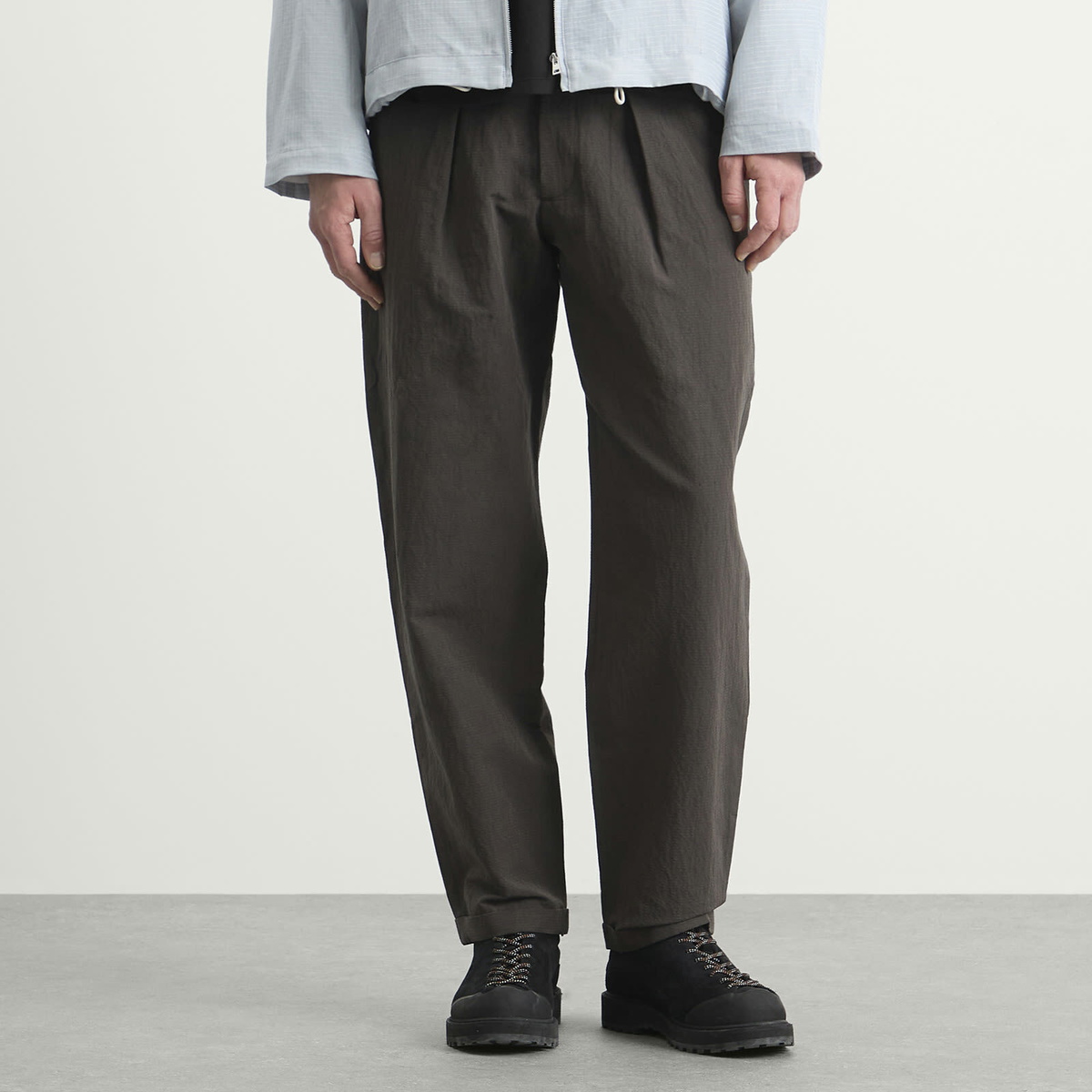 Ranra Men's Fold Tailored Pants in Black Coffee
