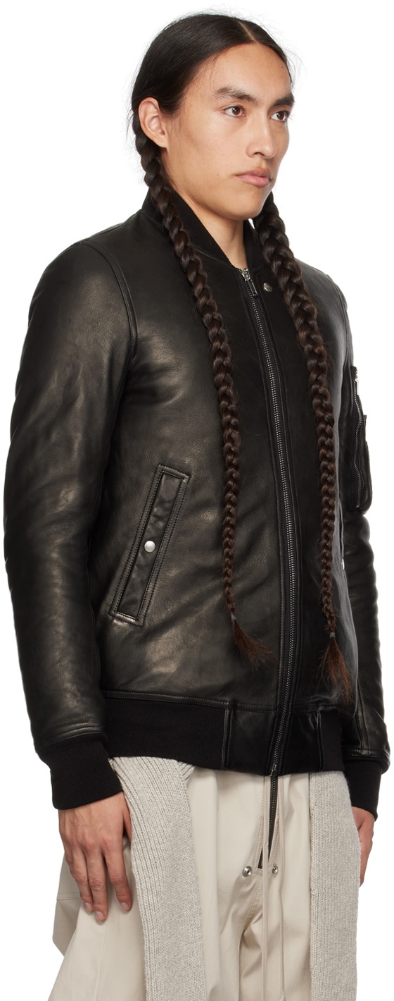 Rick Owens Black Classic Flight Leather Jacket Rick Owens