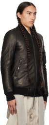 Rick Owens Black Classic Flight Leather Jacket