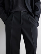 ATON - Pleated Tapered Wool-Twill Suit Trousers - Black