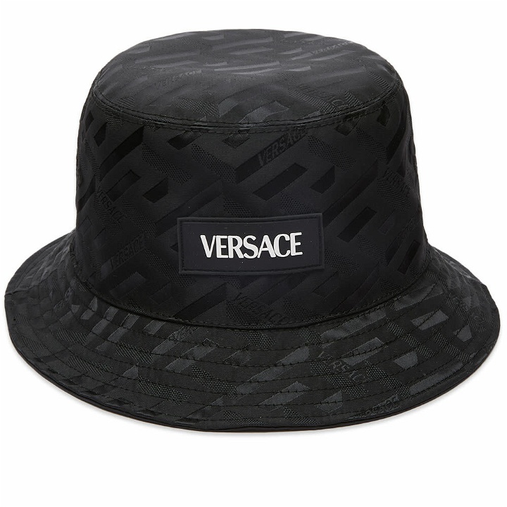 Photo: Versace Men's Logo Jaquard Bucket Hat in Black