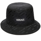 Versace Men's Logo Jaquard Bucket Hat in Black
