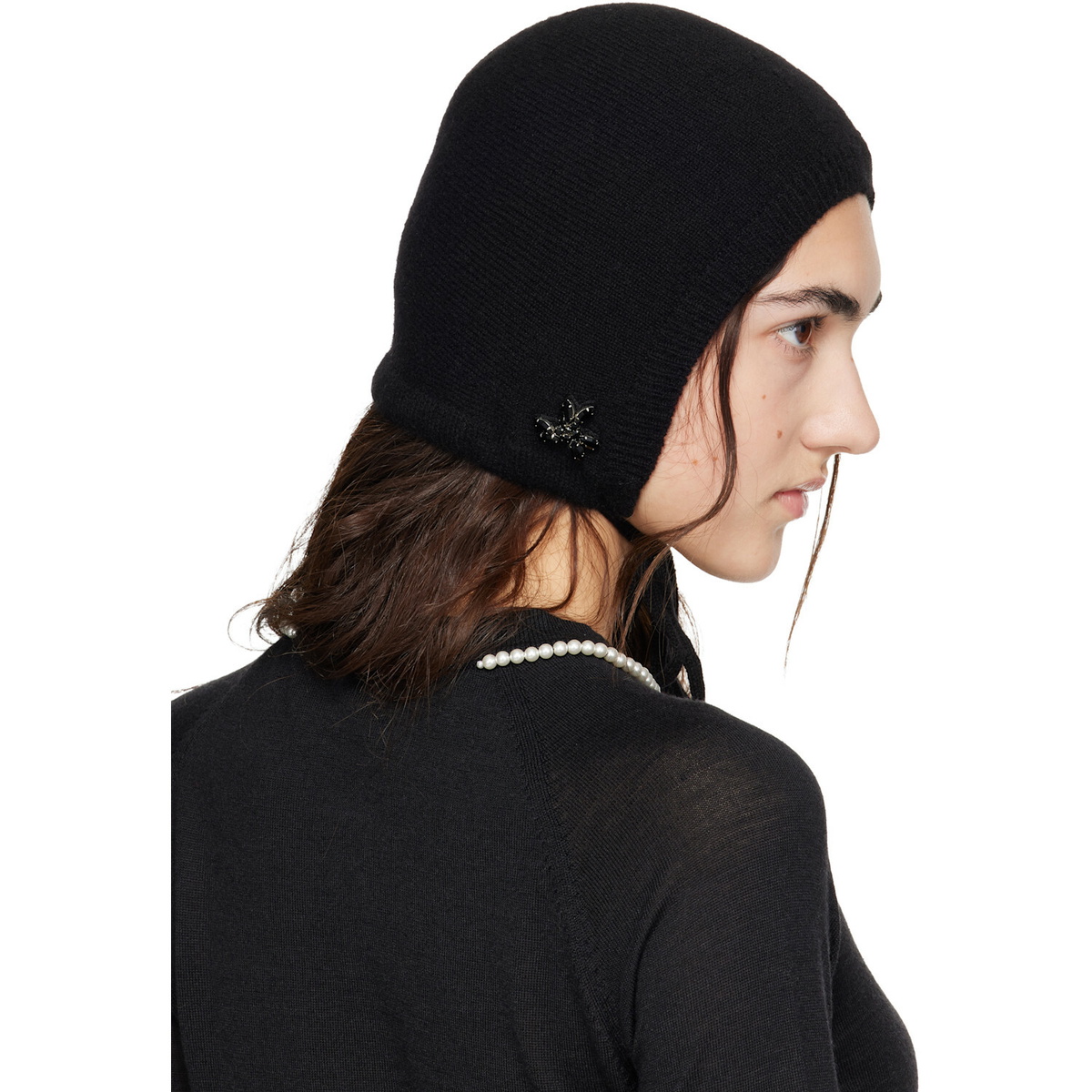 Simone Rocha Black Cashmere Bonnet