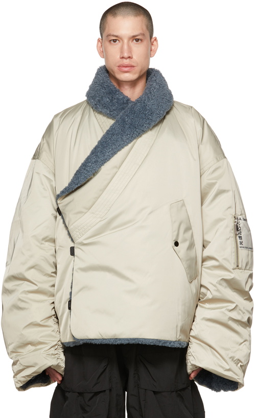 Photo: A. A. Spectrum Beige & Blue Monbert Reversible Down Jacket