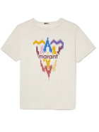 Isabel Marant - Zafferh Logo-Print Cotton-Jersey T-Shirt - Neutrals