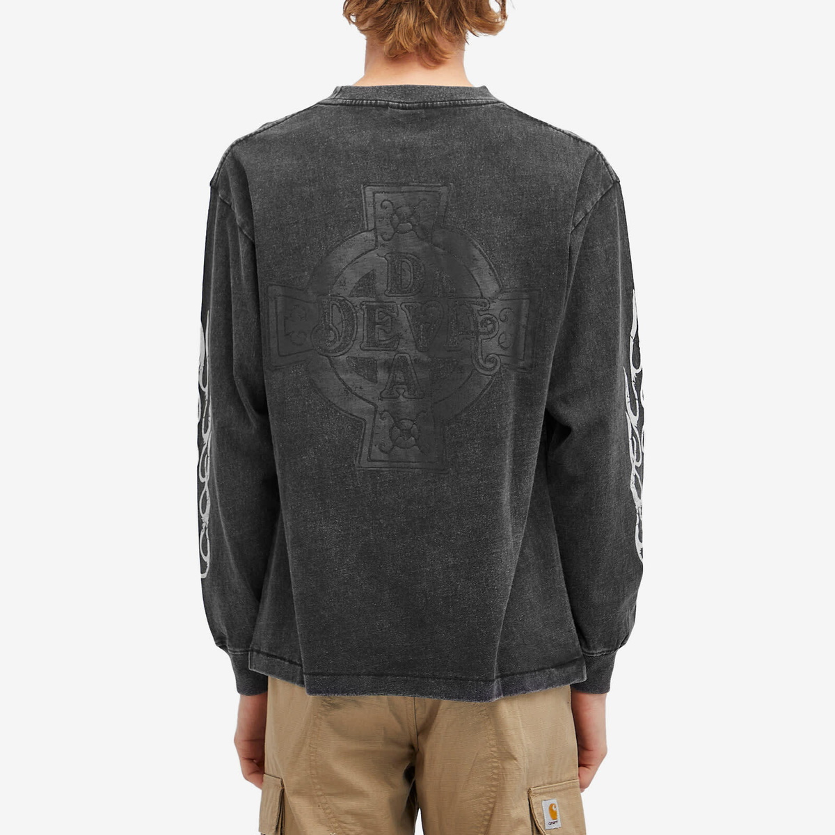 Deva States Men's Nib Long Sleeve T-Shirt in Washed Black