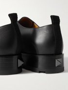 Valentino - Valentino Garavani Roman Stud Leather Derby Shoes - Black