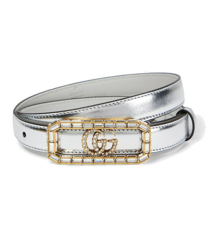 Photo: Gucci Double G metallic leather belt