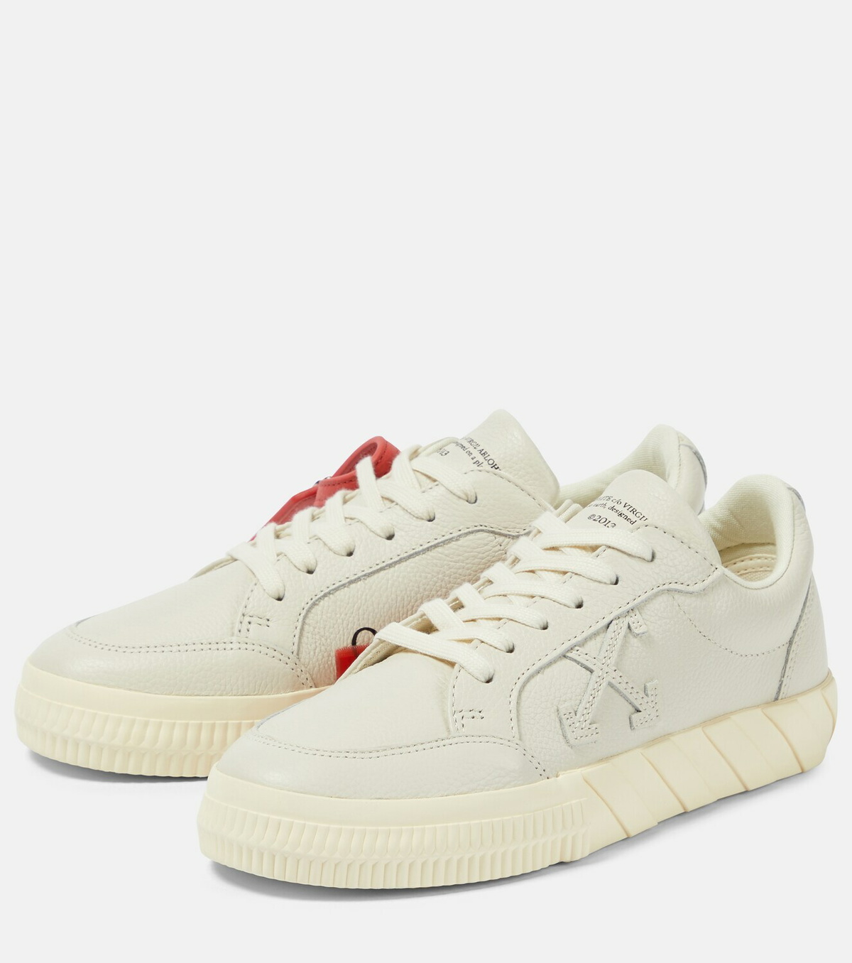 【関税＆送料込み】Off-White White Leather Blend Sneakers Off-White Vulcanized leather sneakers Off-White