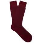 Ermenegildo Zegna - Textured Stretch Cotton-Blend Socks - Men - Burgundy