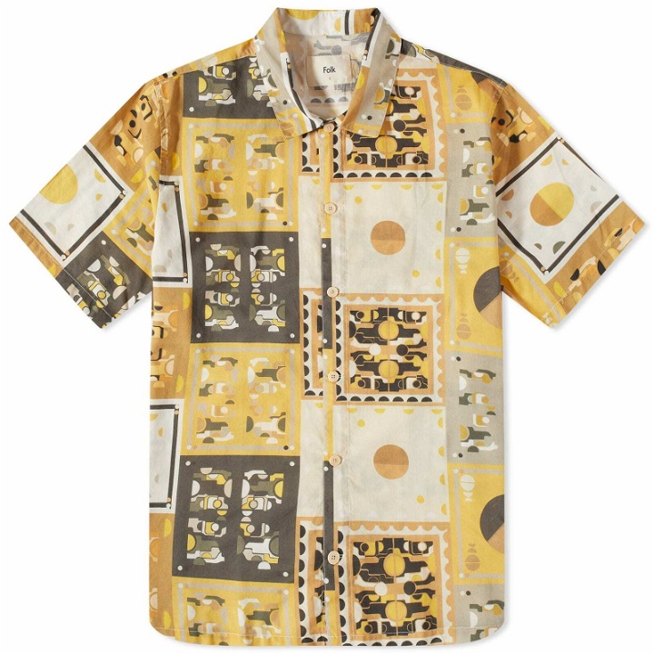 Photo: Folk Men's Tile Wave Gabe Shirt in Lemon