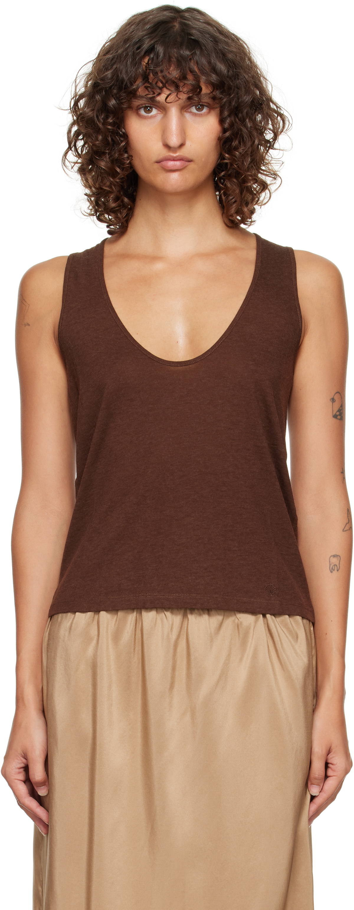 Loulou de Saison Brown Albia LDS Jersey Tank Top