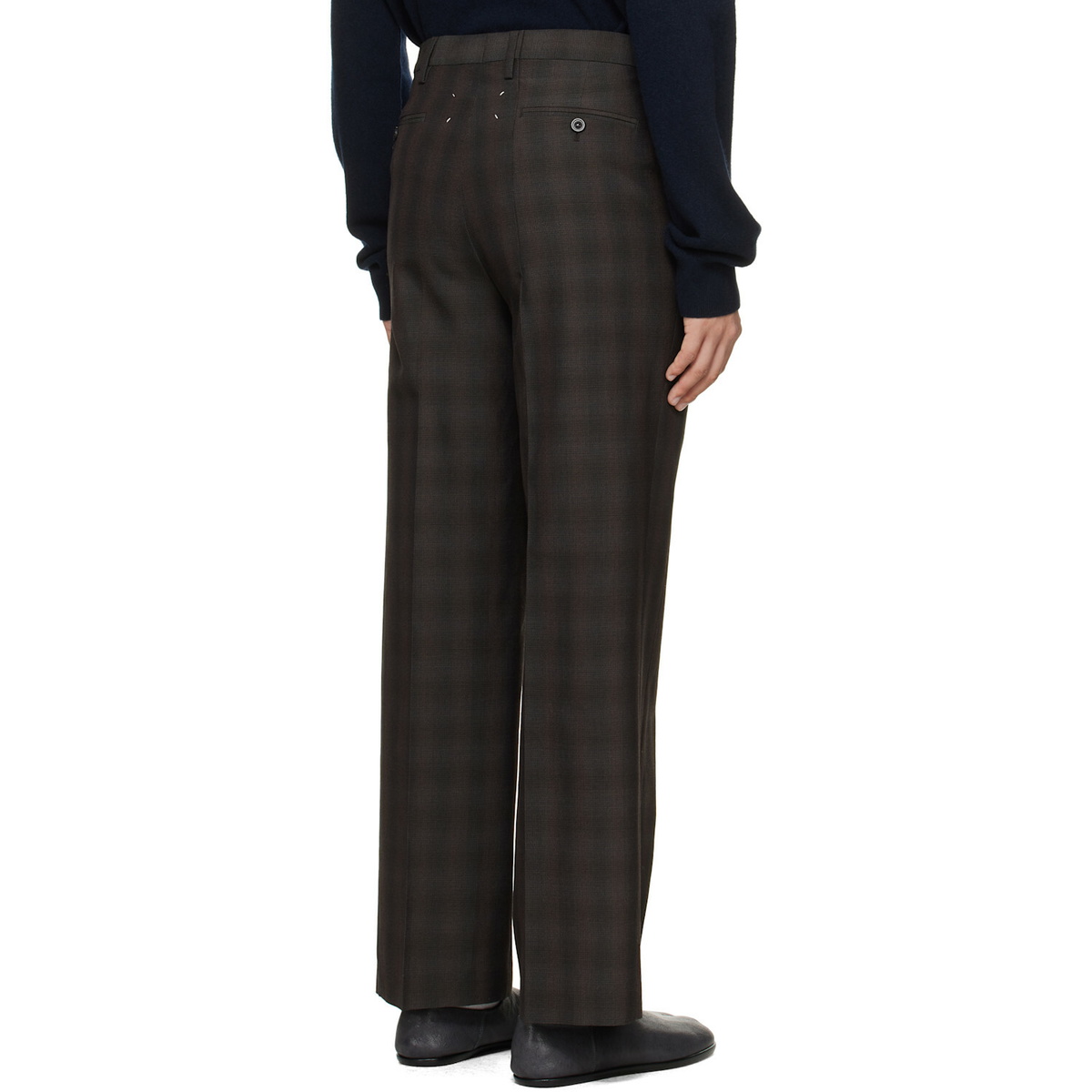 Maison Margiela Brown Checkered Regular Tailored Trousers