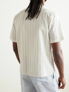 Onia - Vacation Convertible-Collar Striped Cotton and Linen-Blend Shirt - White