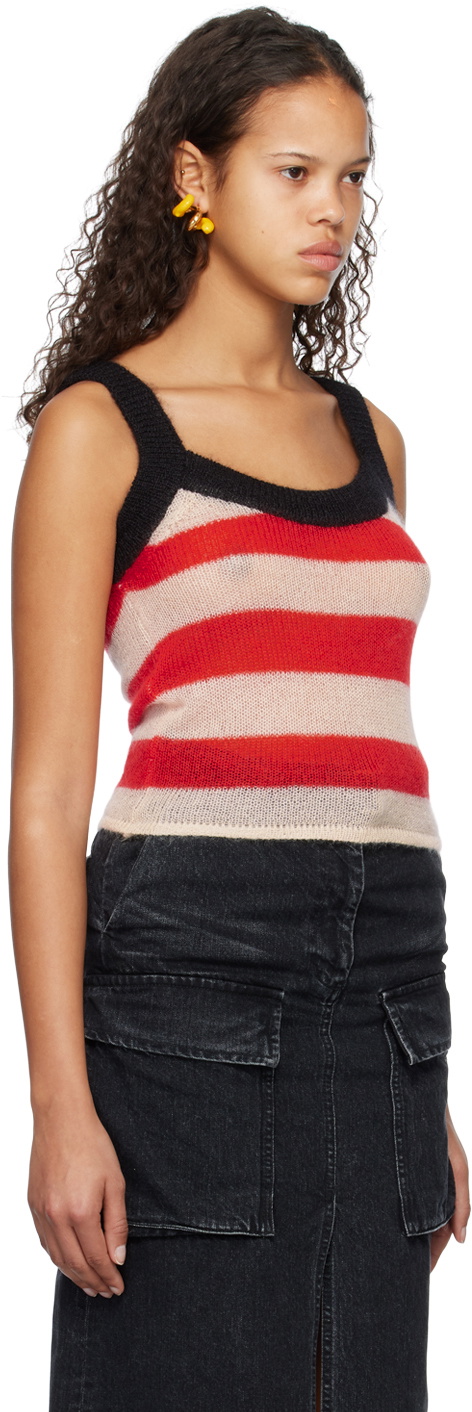 SUNNEI Off-White & Red Striped Tank Top