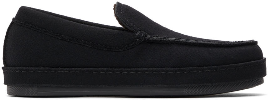 Ermenegildo Zegna Couture Black Wool Slippers