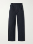 Jil Sander - Straight-Leg Pleated Cotton-Drill Trousers - Black