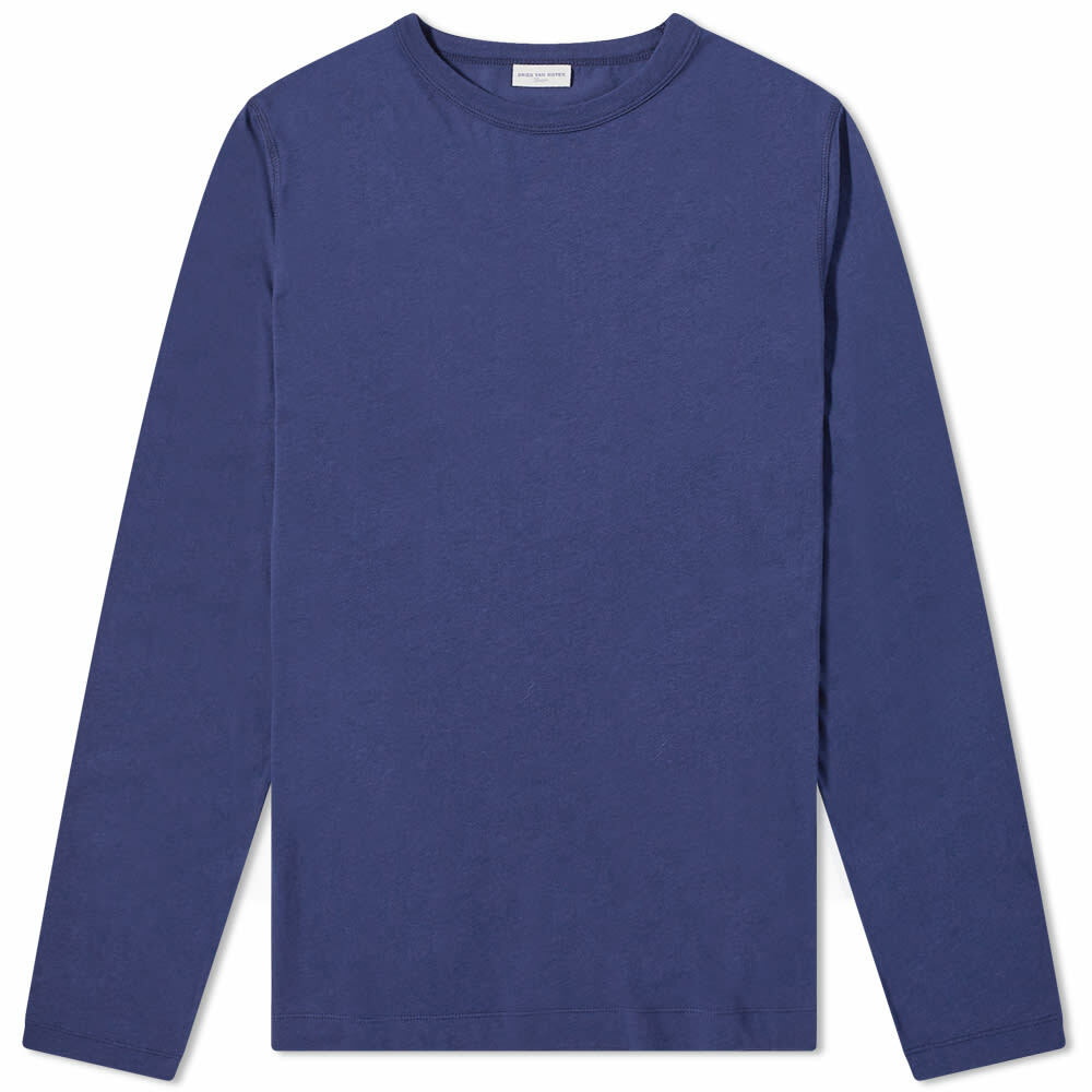 Dries Van Noten Men's Long Sleeve Habbot T-Shirt in Dark Blue