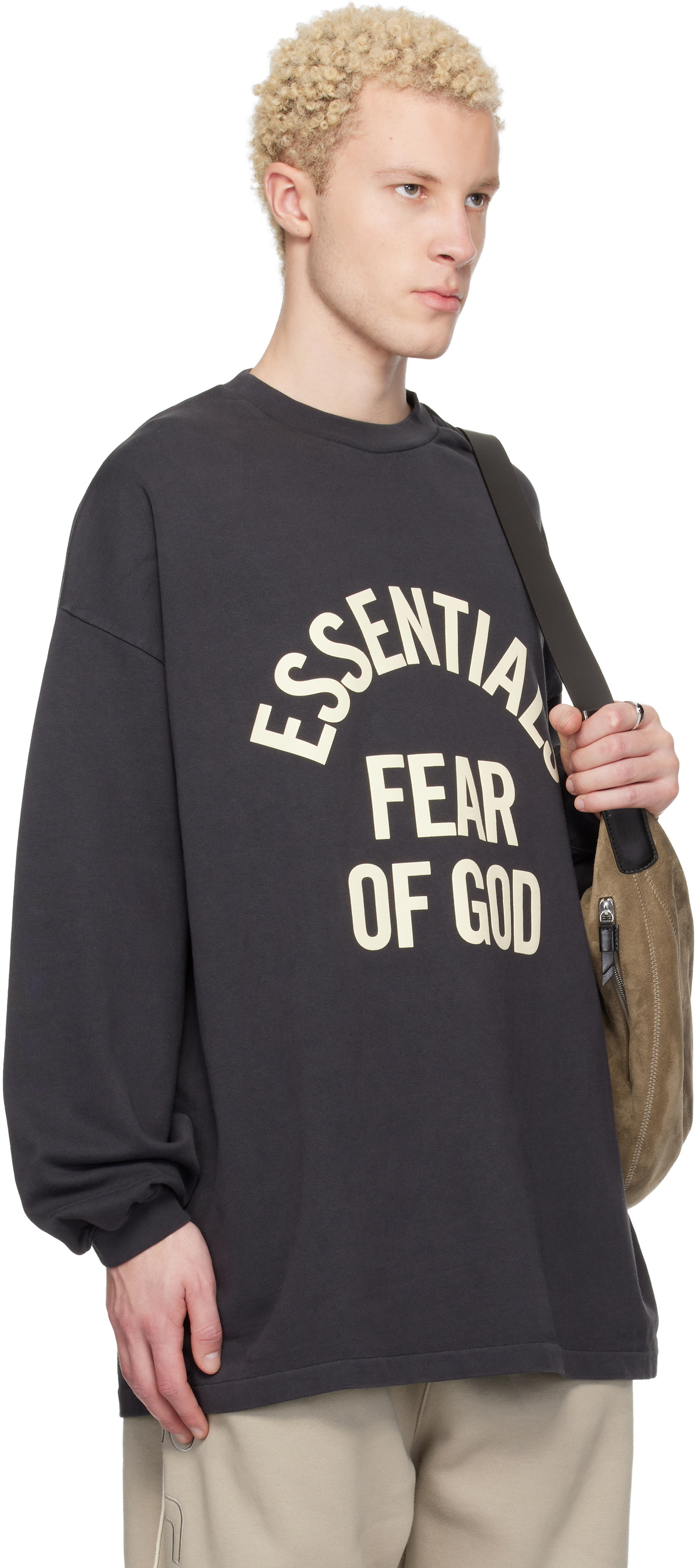 Fear of God ESSENTIALS Black Campus 90s Long Sleeve T-shirt