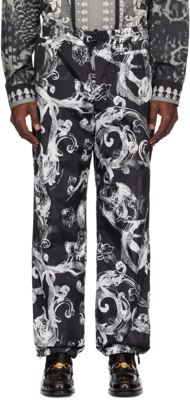 Photo: Versace Jeans Couture Black & White Watercolor Couture Trousers