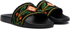 Casablanca Black Embroidered Terry Slides