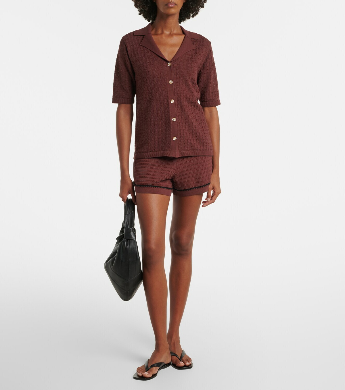 Varley Madelene pointelle cotton shirt