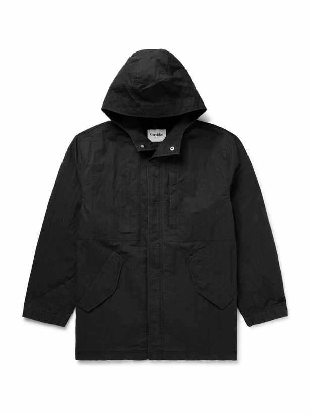 Photo: Corridor - M59 Stone-Washed Cotton-Blend Shell Hooded Field Jacket - Black